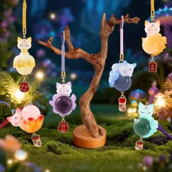 Niedlicher Chinesischer Neun-Schwänziger Fuchs Harz-Kristall-Anhänger Glücksbringer Auto-Deko Mystery Box Schlüsselanhänger Ornament Großhandel