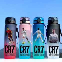 Cristiano Ronaldo Sportwasserflasche, auslaufsicher, bunter Plastikbecher, zum Trinken im Freien, für Reisen, tragbar, für Fitness, als Geschenk