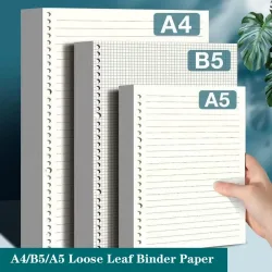 60 Blatt Schreibwaren-Nachfüll-Notizblock, lose Blätter, Papier, A4/B5/A5, Tagebuch, leer/Raster/gefüttert, Schulbedarf, Notizbücher, nützlich