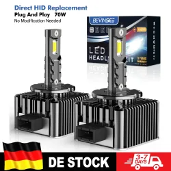 BEVINSEE 2 Stück D1S D1R D3S D3R D2S D2R D5S LED Canbus 70W 7000LM Scheinwerferlampen HID Xenon Direkter Ersatz Autolampe Plug&Play 6000K 12V