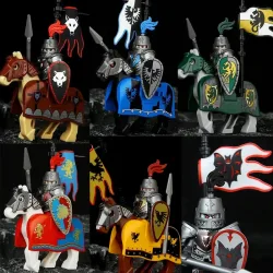 Green Dragon Raven Knights Shield Actionfiguren MOC Mittelalterliche antike Ritter Szene Baustein Kreatives Spielzeug für Kinder