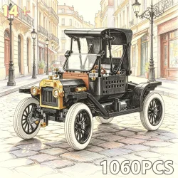 1060-teiliges Retro-Klassik-Ford-Fahrzeug-Bauset, T-Modell-Auto, DIY-Montage, Dekoration, Festivalgeschenk für Sammler, Spielzeug
