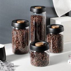 1pc Kaffee Bohnen Vakuum Versiegelt Tank Haushalt Glas Lebensmittel Lagerung Tank Für Feuchtigkeit-beweis Luft Extraktion Tee Lagerung tank