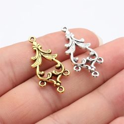 WYSIWYG 10 Stück 34 x 15 mm, 2 Farben, antike silberne Farbe, antike goldene Farbe, Ohrring-Verbinder für die DIY-Schmuckherstellung