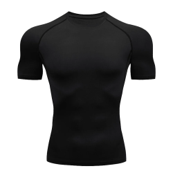 Einfarbiges Kurzarm-T-Shirt für Herren, komprimiert, schnell trocknend, atmungsaktiv, Trainingsanzug, Fitness, Jujitsu, Rashguard, Top, Fitnessstudio, Sport