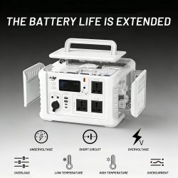1200W (1800W Spitzenleistung) Tragbare Powerstation 1152Wh Li-Ionen-Akku PD100W USB-C QC3.0 12V Kabelloser Ausgang für Camping und Notfälle zu Hause