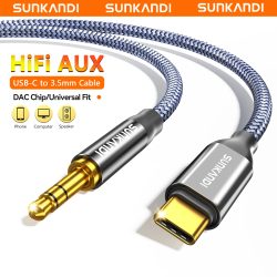 SUNKANDI USB C auf 3,5 mm Kopfhörerkabel, Typ C auf 3,5 mm Kopfhörer-Stereo-Audiokabel für iPhone 16 15, Samsung Galaxy