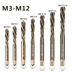 Kobalt-Schraubgewindebohrer-Bohrer M35 HSS-CO Spiralnut Metrisch M3-M12 Maschinengewindebohrer Rechtshänder für Edelstahl und Metall