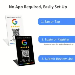 NFC25, programmierbar für Google Review Card, NFC-Stationstabelle, 13,56 MHz, QR-Code kann unabhängig aufgestellt werden, um Standing Card zu verbinden