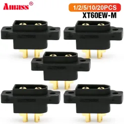Amass XT60EW-M montierbarer XT60E-Stecker DC500V 20A-40A 0,6 m? vergoldet für RC-Drohnen-DIY-Teil 1/2/5/10/20 Stück