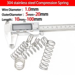 Druckfeder aus Edelstahl 304, Rückholfeder, Stahldrahtdurchmesser 1,0 mm, Außendurchmesser 5?20 mm, Länge 10 mm bis 100 mm, 10 Stück