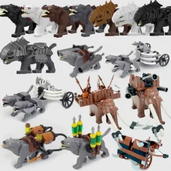 BRICKPANDA, MOC Mittelalterliche Burg Ork-Soldaten Figuren Wolfskutsche Ritter König Krieger Elefant Ziege Bausteine Spielzeug Geschenke