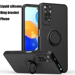 Flüssigkeit Silikon Ring Halter Weiche Telefon Fall Für Redmi Hinweis 12 Pro 11 10 S 9S 9 stoßfest Zurück Abdeckung Für Xiaomi 11T 12T Pro Lite