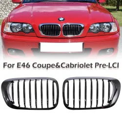 Einzellatten-Grill, Nieren-Carbon-Chrom-Grill für 3er-Serie E46, 2-türig, 1998?2002, Vor-Facelift und 2000?2007 E46 M3 Coupe Cabriolet