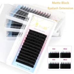 Lashrujade Mattschwarze weiche Nerz-Faux-Einzelwimpernverlängerung, russische Volumenwimpern, regelmäßige klassische Wimpernverlängerung