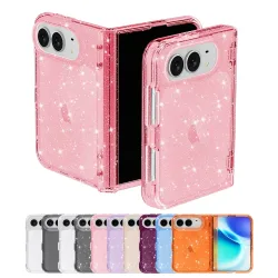 Für iPhone Duo: Modische, transparente Handyhülle mit Glitzer-Acryl für iPhone Duo 18, stoßfest, mit Achsen-Schutz, schlanke Passform.