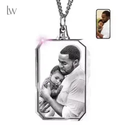 Benutzerdefinierte 3D-Kristall-Foto-Halskette, personalisierte Laser-geätzte Bild-Halskette, individuelles Foto-Geschenk für ihre Frauen, Paare, Andenken
