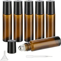 5/10PCS 5/10ml Bernstein Glas Leere Rolle auf Flaschen Nachfüllbare Probe Test Ätherisches Öl Fläschchen mit Roller Ball Flüssigkeit Container