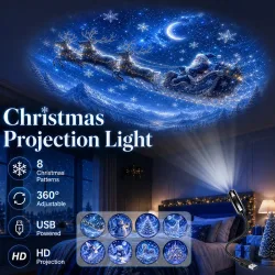 NONE, Weihnachts-Projektionslicht mit 8 Mustern, Festliche Lichtdekoration, Nachtlicht