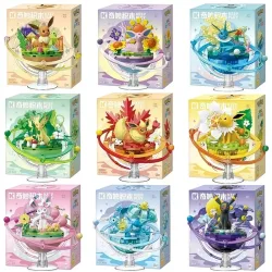Neue Keeppley Original Pokemon DIY Bausteine Spielzeug Cartoon Eevee Familie Planeten-Serie Montagemodell Ornamente Geschenk für Fans