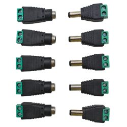 5pairs DC 12V Männlich Weiblich Anschlüsse 2,1*5,5mm Power Stecker Adapter Buchsen Stecker Für Signal farbe LED Streifen CCTV Kamera