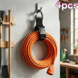 4er-Pack Verstellbare Gartenschlauchhalterungen, Robuste Kabelbinder für Verlängerungskabel, Wiederverwendbare Aufhängelösung für Garage & Werkstatt
