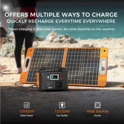 FF Flashfish 200W Tragbare Powerstation mit Solarpanel 60W, 151Wh Solargenerator 230V AC/DC-Stromversorgung Outdoor-Solargenerator