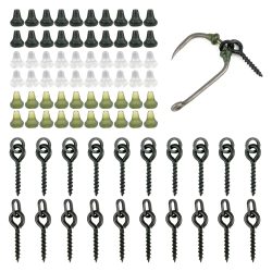 Hirisi 70 Stück Karpfenangeln Zubehör Angelhaken Köder Schraubenstopper Gummiperle für Ronnie Spinner Rig Boilies Stoppen