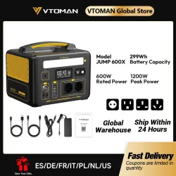 VTOMAN JUMP 600X tragbares Kraftwerk 299 Wh Solargenerator LiFePO4 1200 W Peak Power Powerstation Notfall-Backup