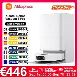 Xiaomi, Globale Version Xiaomi Robot Vacuum 5 Pro (X20+-Upgrade) AI-Kamera-Identifizierung 200 Arten von Hinderniserkennung Heben und niedrigen LDS reinigen und tief in niedrigen Räumen HD-Video Einweganrufe