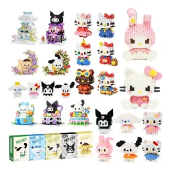99-teiliger SANRIO Hello Kitty Baukasten Cartoon-Figuren Kuromi Bausteine My Melody Kinder-Bauspielzeug Cinnamoroll Geschenk