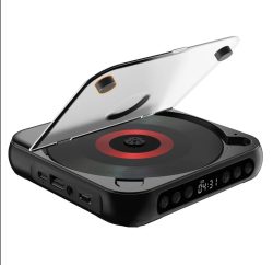 Tragbarer Bluetooth-CD-Player, USB-C-Schnellaufladung, Geschenk für Studium, Musik, Großeltern, Schwarz