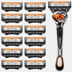5-lagiger manueller Rasierer für Männer, Ersatzklingenkartuschen, Nachfüllungen, glatte, gründliche Rasur, Hautschutz, Pflegewerkzeug-Set