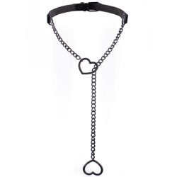 Herz Slip Kette Halskette Schwarz Leder Halsband für Frauen Goth Accessoires Punk Gothic Schmuck