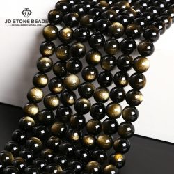 Natürliche Stein Goldene Obsidian Perle Irisation Runde Lose Spacer 4 6 8 10 12mm Für Schmuck Machen Diy armband Halskette Zubehör