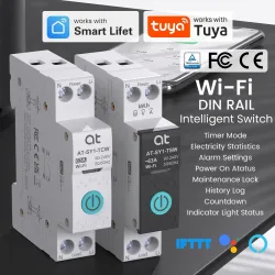 TUYA WIFI Smart Leistungsschalter mit Energiemessung 1P 63A DIN-Schiene für Smart Home Drahtlose Fernbedienung Smart Switch per APP ATELE