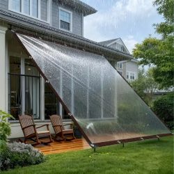 2x4m/2m Transparente Wasserdichte Plane, Reißfeste Abdeckplane mit Rostfreien Ösen für Terrasse, Garten, Hühnerstall