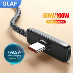 90 °   Elbow Handy-Datenkabel 60W/100W Schnellladekabel USB-C auf Typ-C Kabel für Samsung Xiaomi Oneplus USB Typ-C Kabel