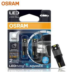 OSRAM LED T10 6000K W5W 194 LEDriving SL Advance 6000K Weiß Auto Leselampen Türlampen Innenbeleuchtung 12V 1,5W 2980CW, Paar