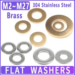 M2 M2,5 M3 M4 M5 M6 M8 M10 M12 M14 M16 M22 M27 304 Edelstahl und Messing Unterlegscheiben Metalldichtung Dichtung Einfache Abstandshalter Unterlegscheibe