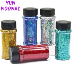 Silber Holographisch - Craft Nagelglitzer - 2oz Glitzermix Grober Glitzer in Verschiedenen Farben im Streuer, Nagelglitzer-Dekoration