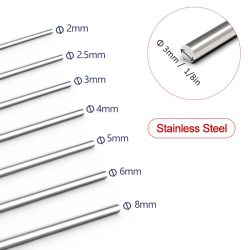 2 Stück 304 Edelstahl Massivstangen, sortiert für DIY-Bastelwerkzeuge, Durchmesser 2mm 3mm 4mm 5mm 6mm 8mm