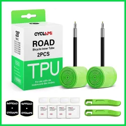 CYCLAMI TPU-Material Ultraleichter Fahrradschlauch 700C 18 32 Rennrad-MTB-Fahrradreifen 45 65 mm Länge Französisches Ventilreifen-Reparaturwerkzeug