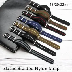 18/20/22 mm elastisches gewebtes NATO-Uhrenarmband aus Nylon, universelles Armband, atmungsaktiv, bequem, für Omega, Seiko, IWC, Casio