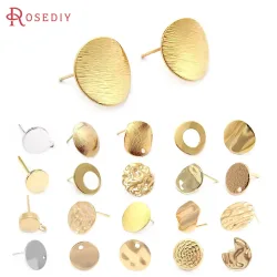 18K Goldfarben Messing Gestreifte Innenbogen-Oberfläche Glatte Wellenförmige Runde Ohrstecker Damenohrringe DIY Schmuckzubehör zur Herstellung