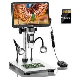 TOMLOV 7-Zoll-LCD-Münzmikroskop, 1200-fache Vergrößerung, 12 MP, ultra-Präzisionsfokussierung, HDMI, digitales Mikroskop für Elektronik, Löten, Telefonreparatur