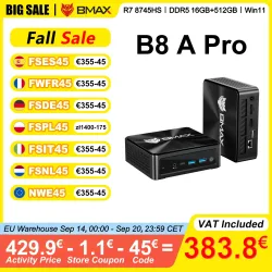 BMAX B8 A Pro Mini-PC AMD Ryzen 7 8745HS 16 GB DDR5 4800 MHz RAM 512 GB NVMe SSD Windows 11 WiFi 6 unterstützt 4K@60Hz AMD Radeon 780M