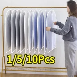 1-10PC Kleidung Hängen Staub Abdeckung Hochzeit Kleid Abdeckung Anzug Mantel Lagerung Tasche Transparent Vollständig Geschlossenen Kleidung abdeckung mit Reißverschluss