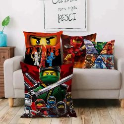 Kissenbezüge Cartoon für Spiel Ninjagos Sofa dekorativ Zuhause doppelseitiger Druck kurzer Plüsch niedlicher Kissenbezug