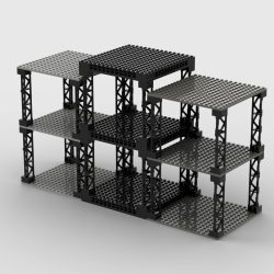 Multifunktionale Bausteine, stapelbar, mehrschichtig, Desktop-Aufbewahrungsregal, simulierte militärische Bunker, 16 x 16 Plattenstützgürtel